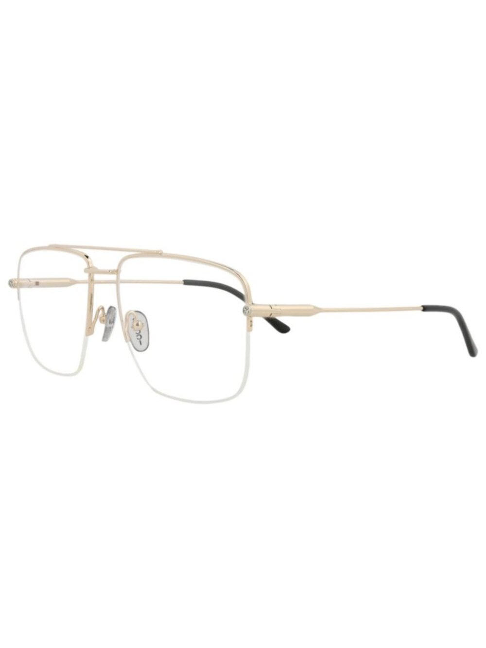 New Gucci Women's Eyeglasses Aviator Metal Frame Gold Gold Transparent